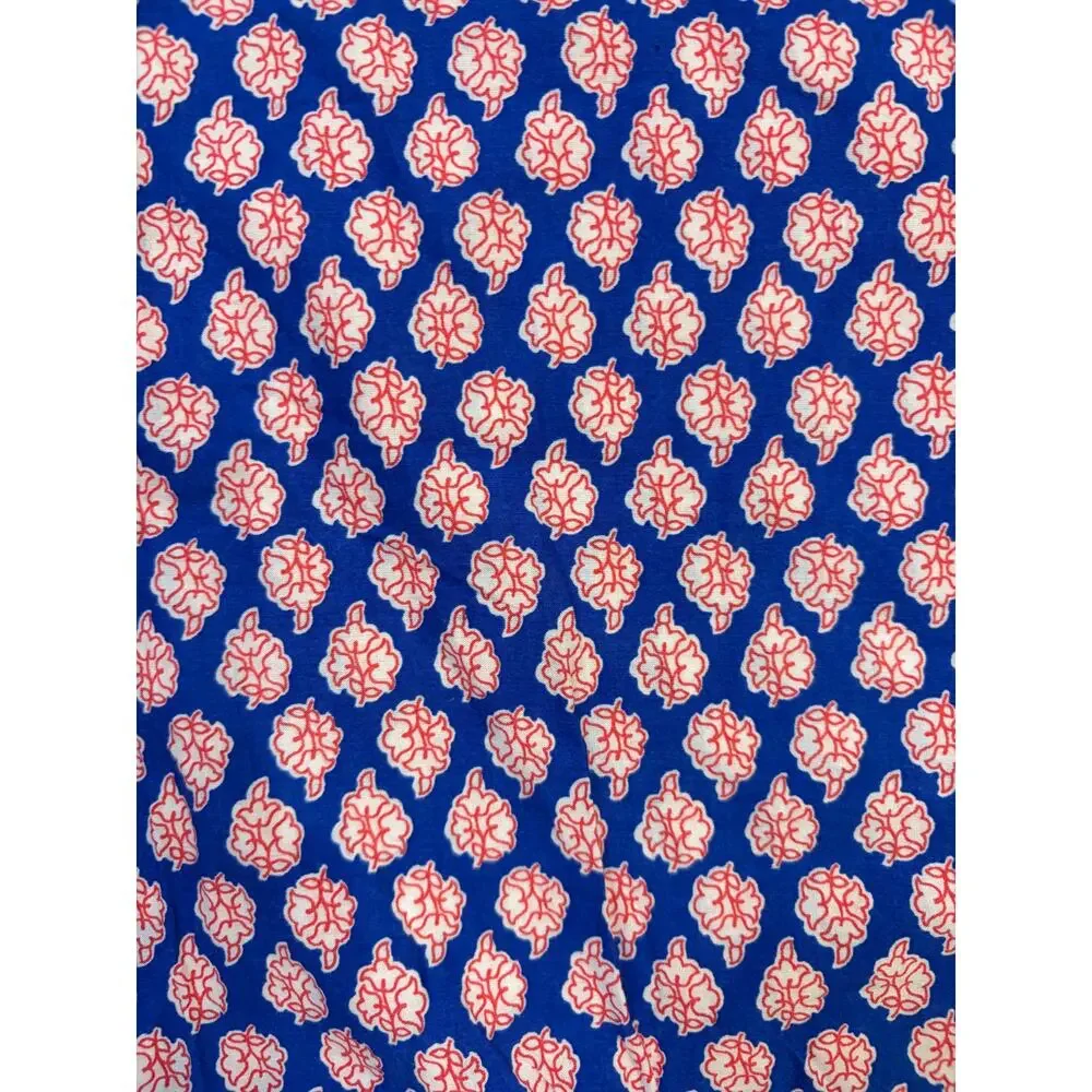 J. Crew Blue Pink Paisley Floral Tunic Top Large Boho Split Neck 3/4 Sleeve